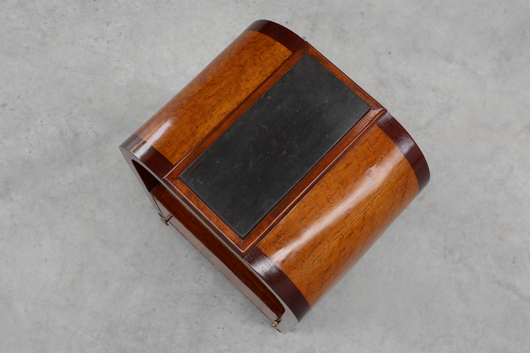 Arched Art Deco side table with storage unit and black marble top, France ca. 1920thumbnail